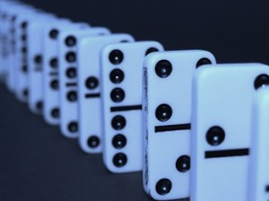 dominoes Wherefore let him that thinketh he standeth take heed lest he fall. ~ 1 Corinthians 10:12